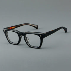 Stod Retro Rectangle Acetate Glasses Frame Rectangle Frames Southood Black Leopard 