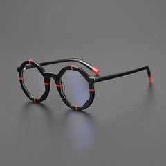 Tassa Acetate Round Eyeglasses Frames Round Frames Southood Black Red 