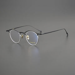 Toyo Vintage Personalized Titanium Eyeglasses Frame Round Frames Southood Black Silver 