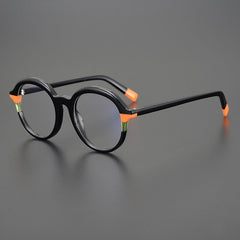 Triyonna Round Vintage Acetate Glasses Frame Round Frames Southood Black 