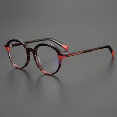 Triyonna Round Vintage Acetate Glasses Frame Round Frames Southood Red-leopard 