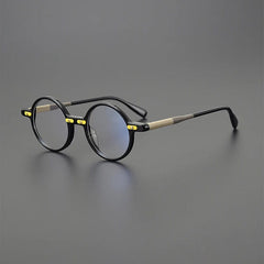 Varek Vintage Round Acetate Glasses Frame Round Frames Southood Black yellow 