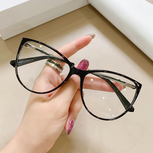 Black and clear cat eye glasses online